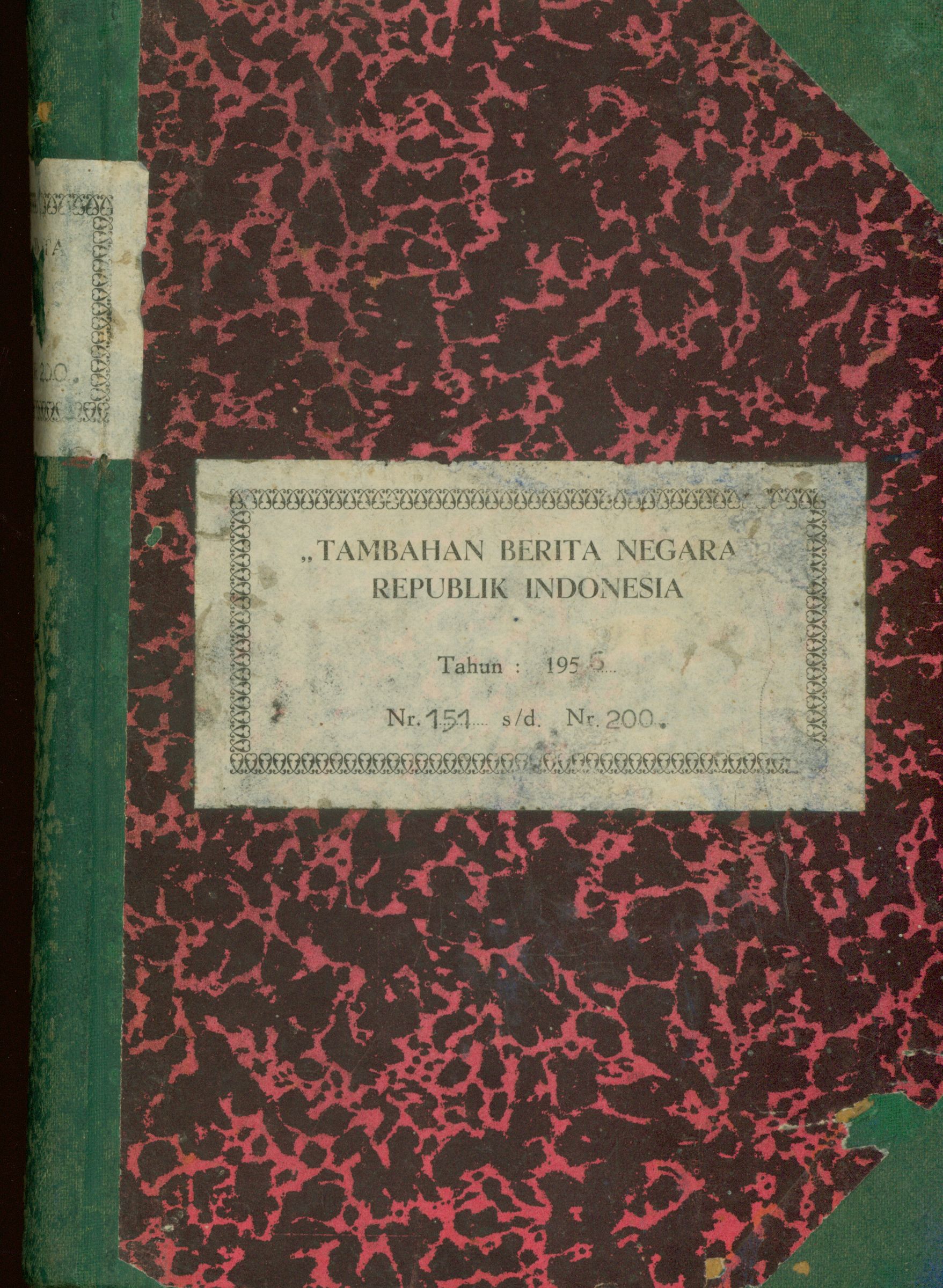 Tambahan Berita Negara Republik Indonesia Tahun : 1956 Nr. 151 s/d Nr. 200