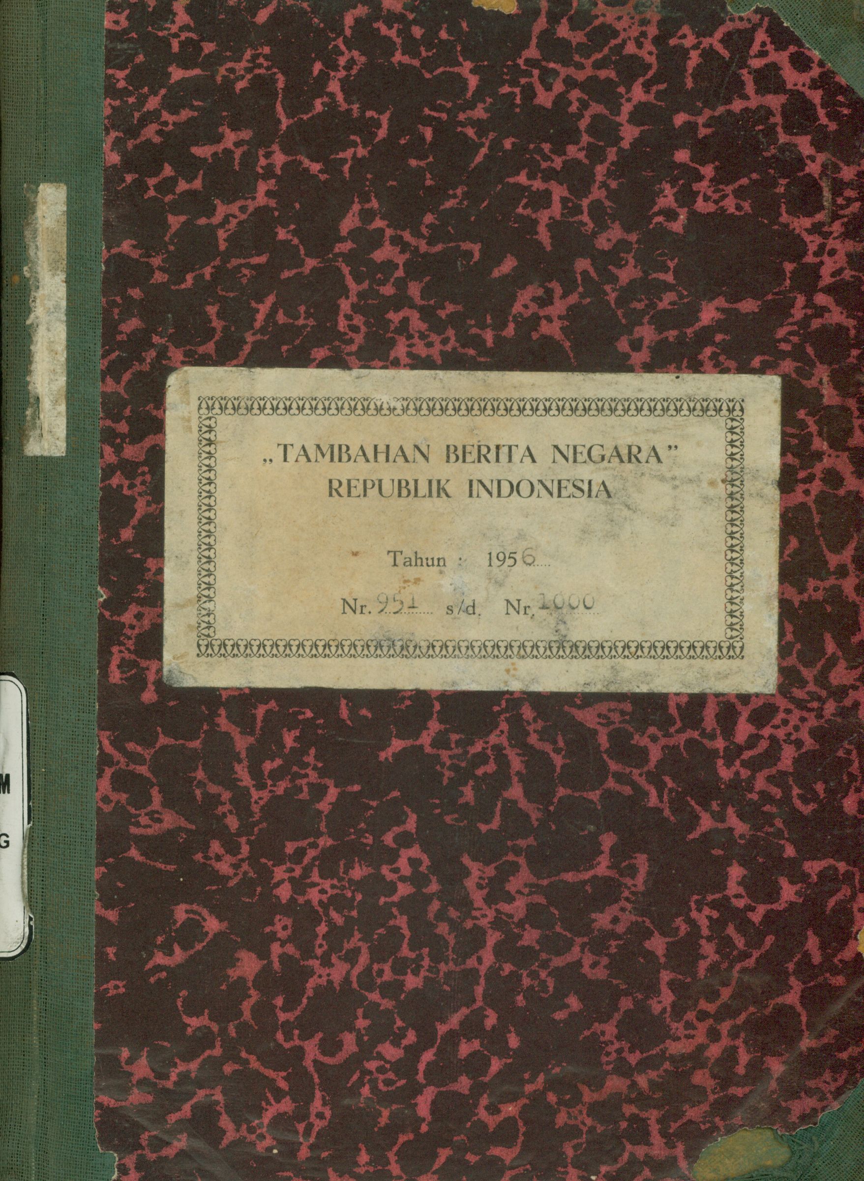 Tambahan Berita Negara Republik Indonesia Tahun : 1956 Nr. 951 s/d Nr. 1000