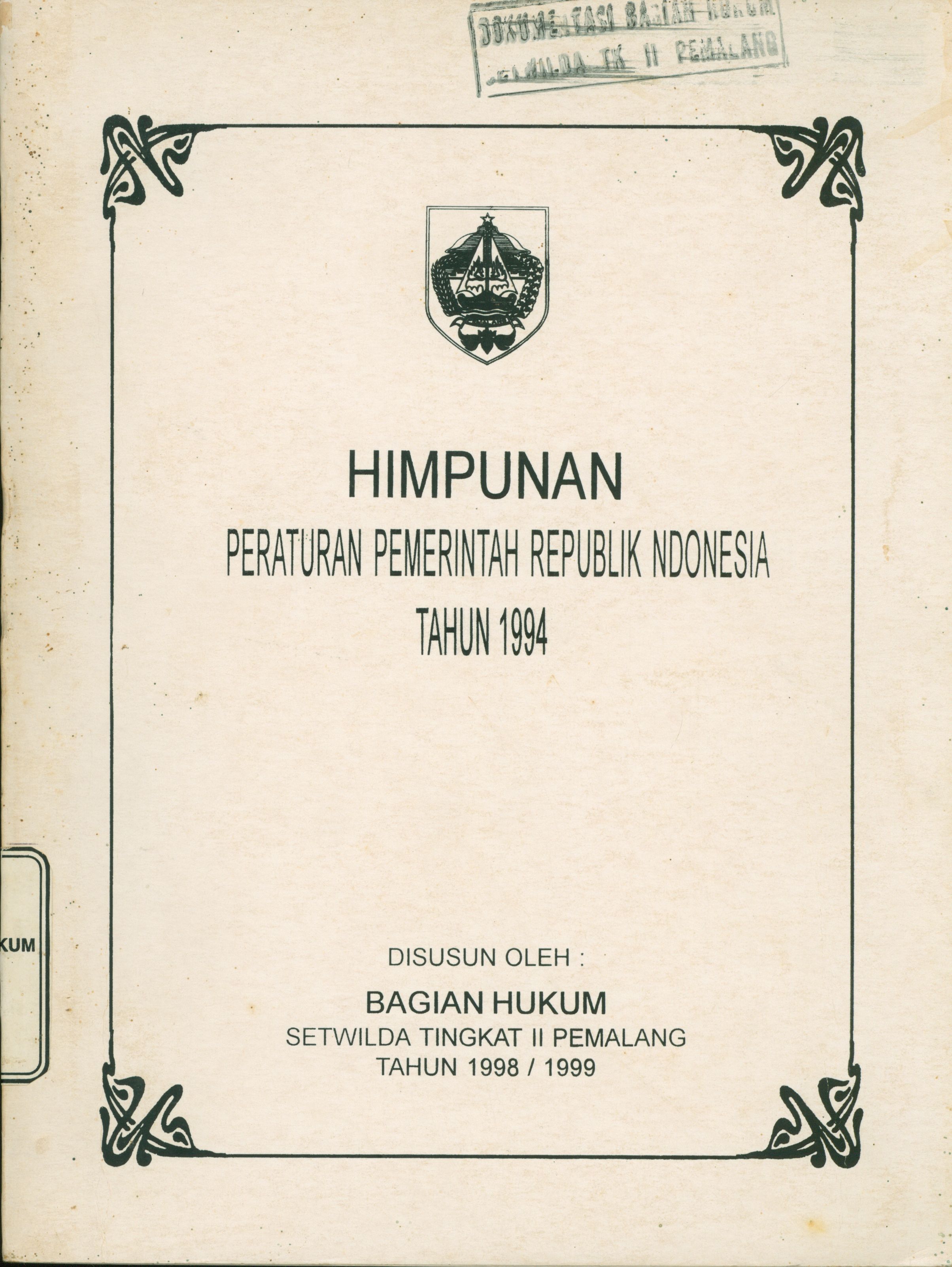 Himpunan Peraturan Pemerintah Republik Indonesia Tahun 1994