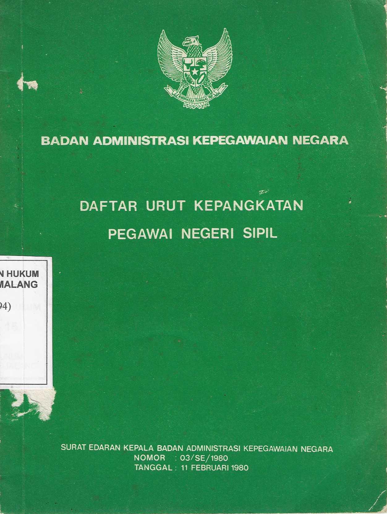 Daftar Urut Kepangkatan Pegawai Negeri Sipil