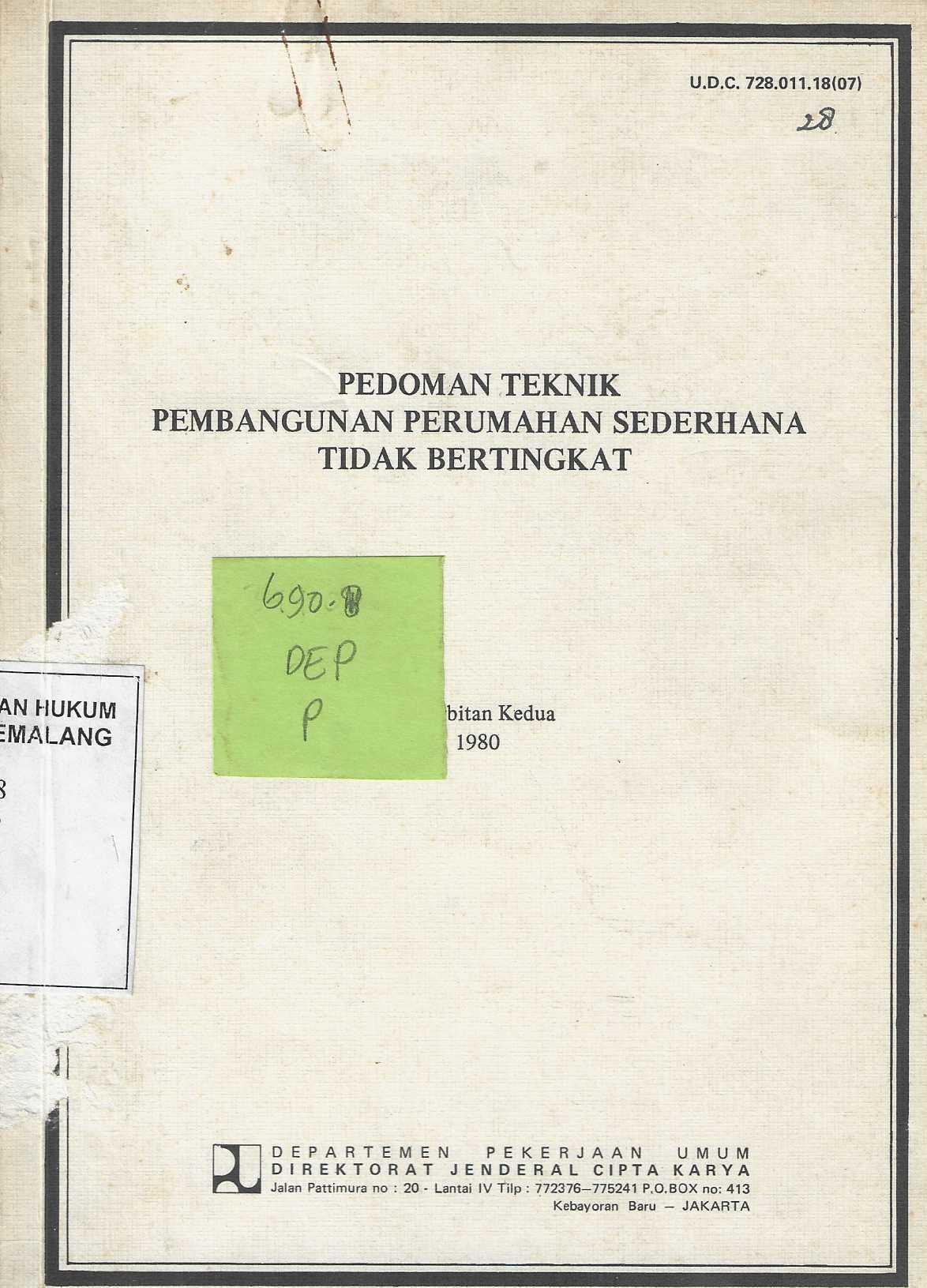 Pedoman Teknik Pembangunan Perumahan Sederhana Tidak Bertingkat