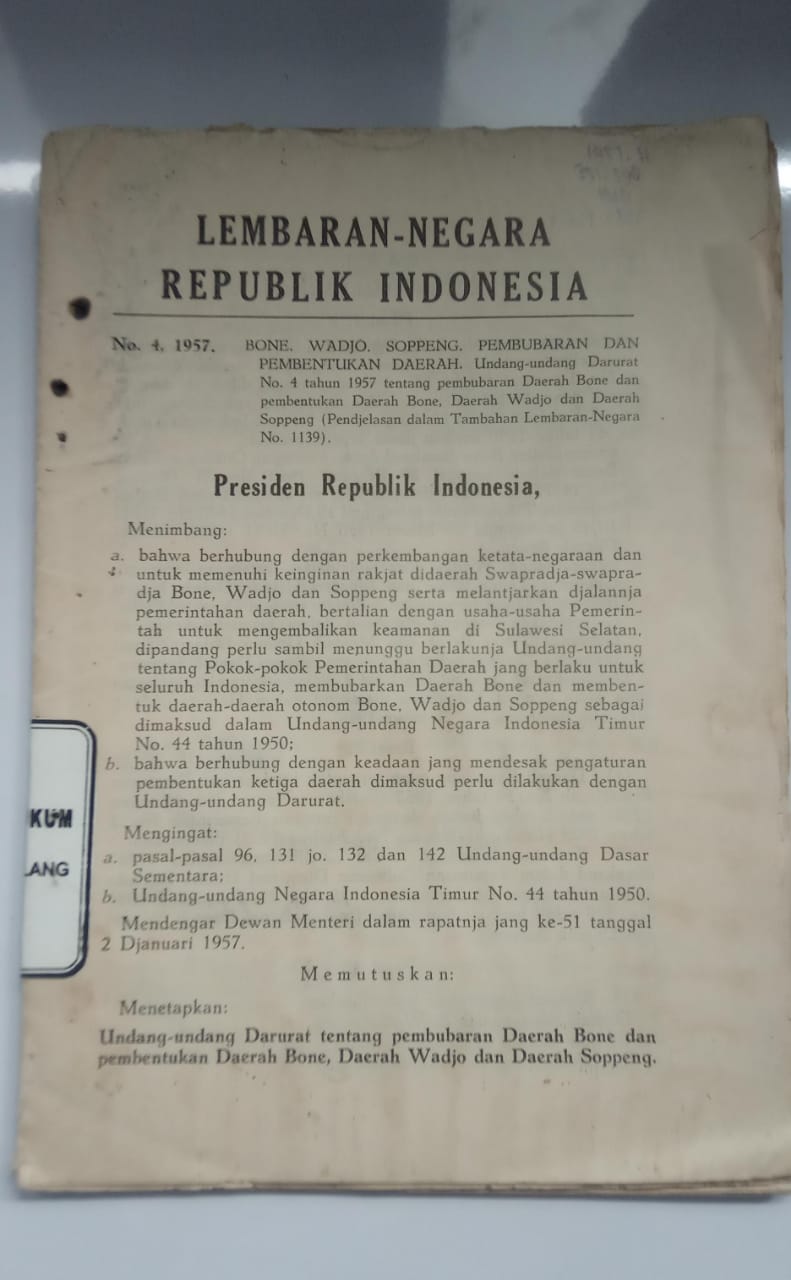 Lembaran Negara Republik Indonesia No. 4, 1957