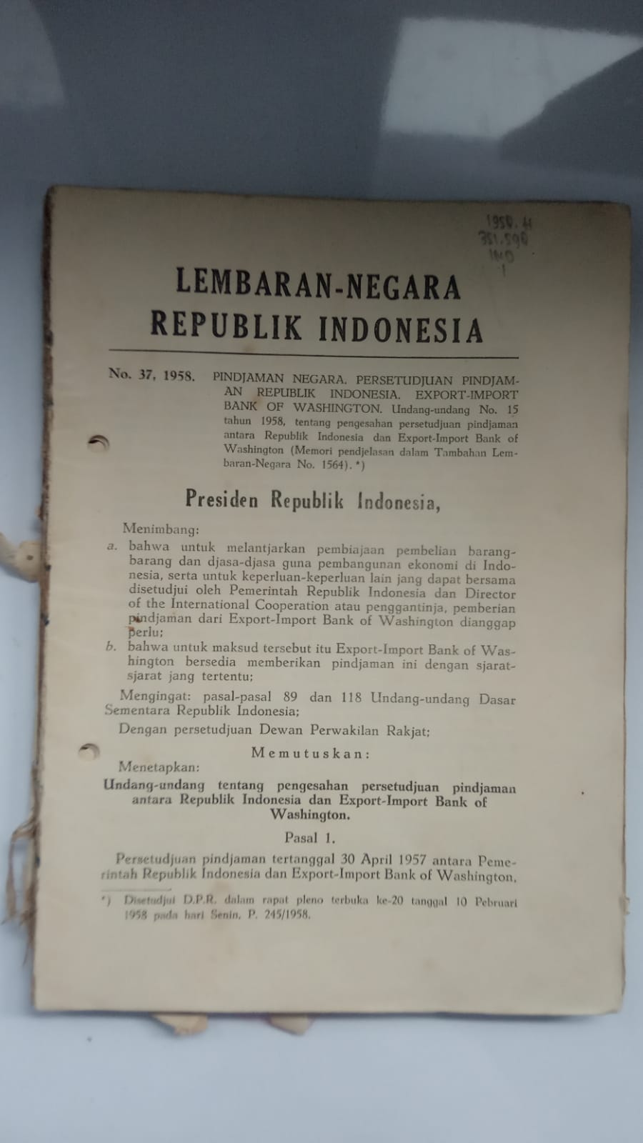 Lembaran Negara Republik Indonesia No. 37, 1958 