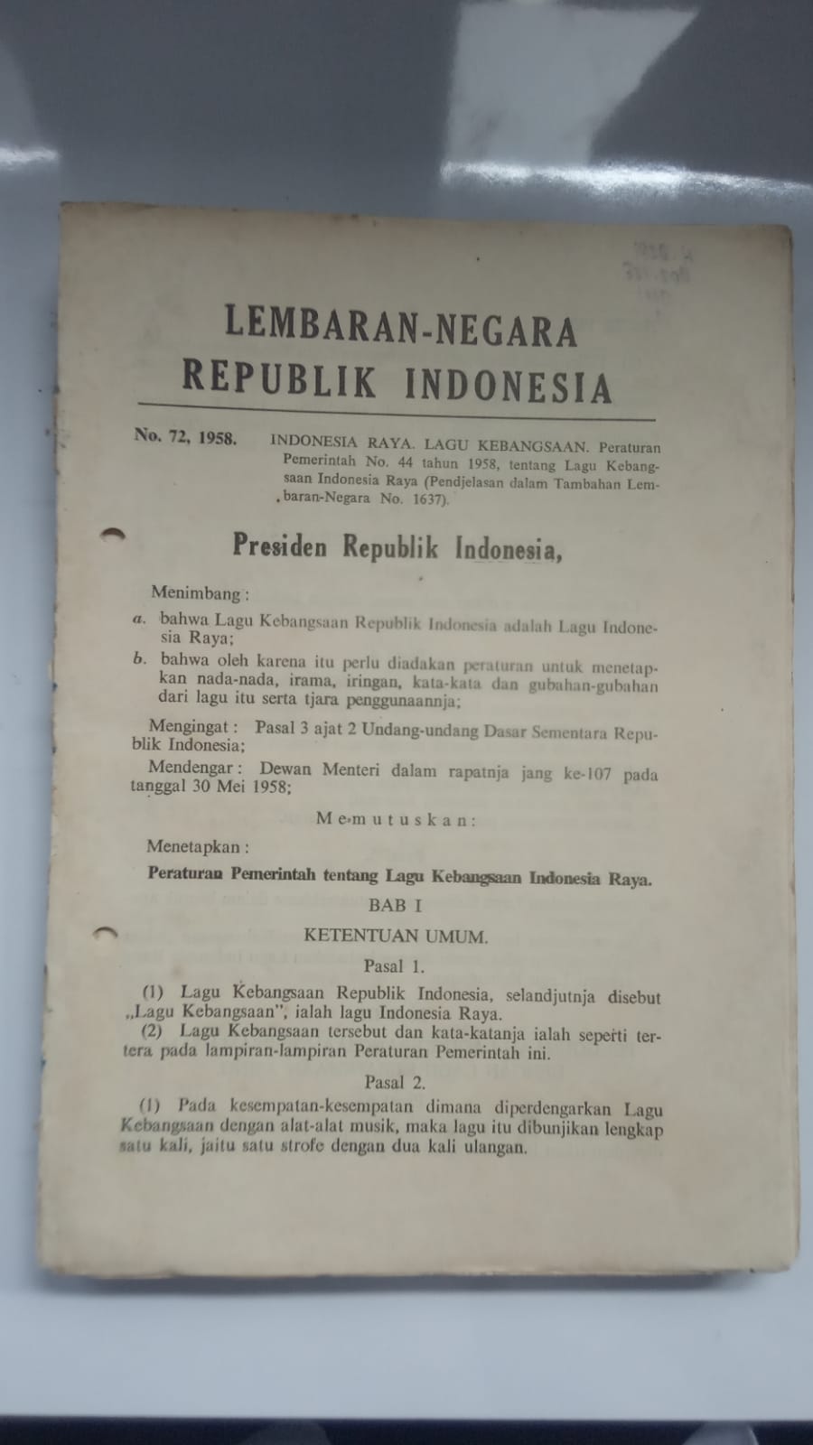 Lembaran Negara Republik Indonesia No. 72, 1958