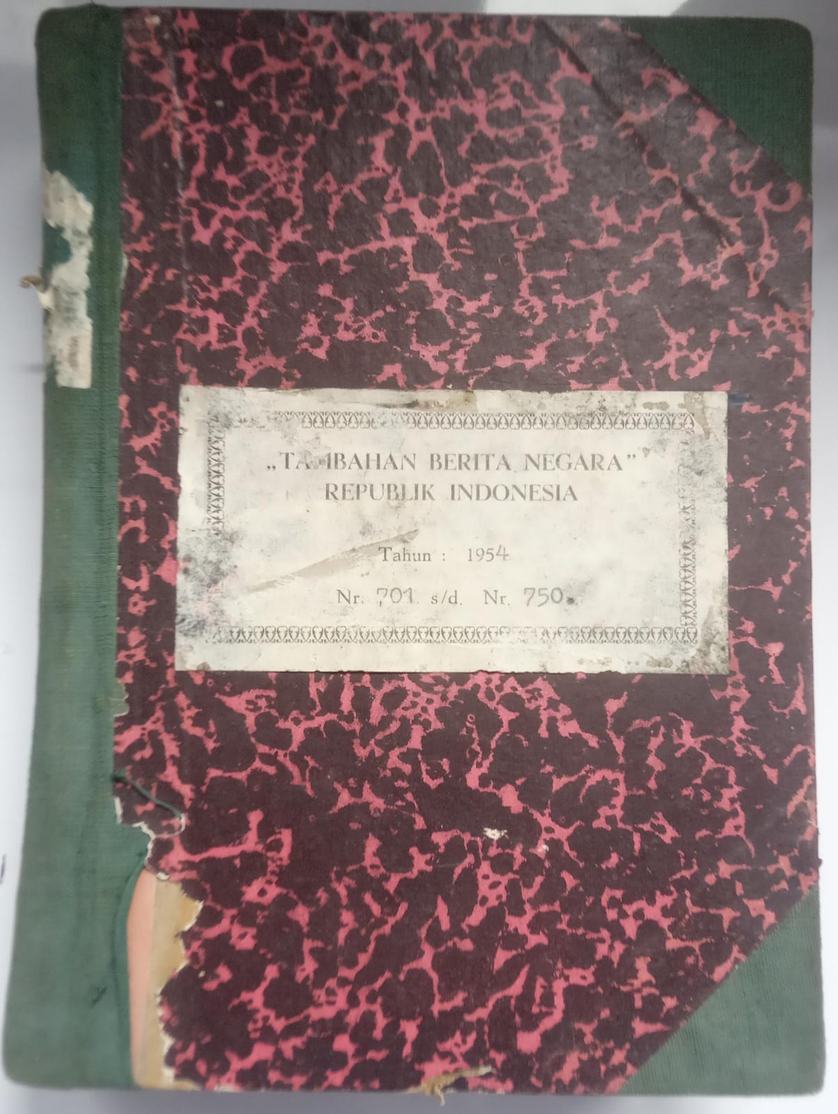 Tambahan Berita Negara Republik Indonesia Tahun : 1954 Nr. 701 s/d Nr. 750